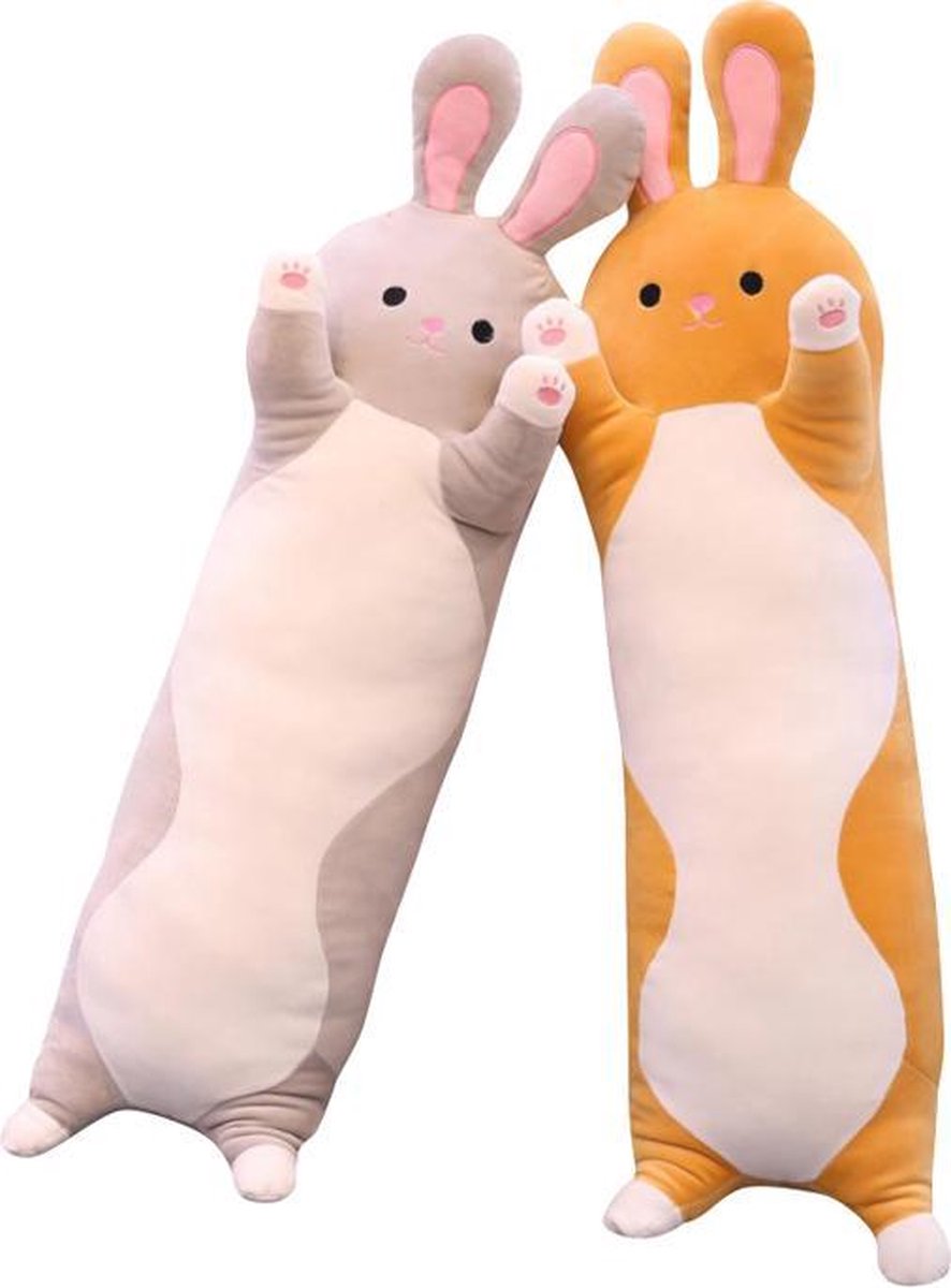 Konijn knuffel bruin | XXL Long Kawaii Bunny Plush 65 cm lang | Super zacht en stretchy | PoepieDoepie